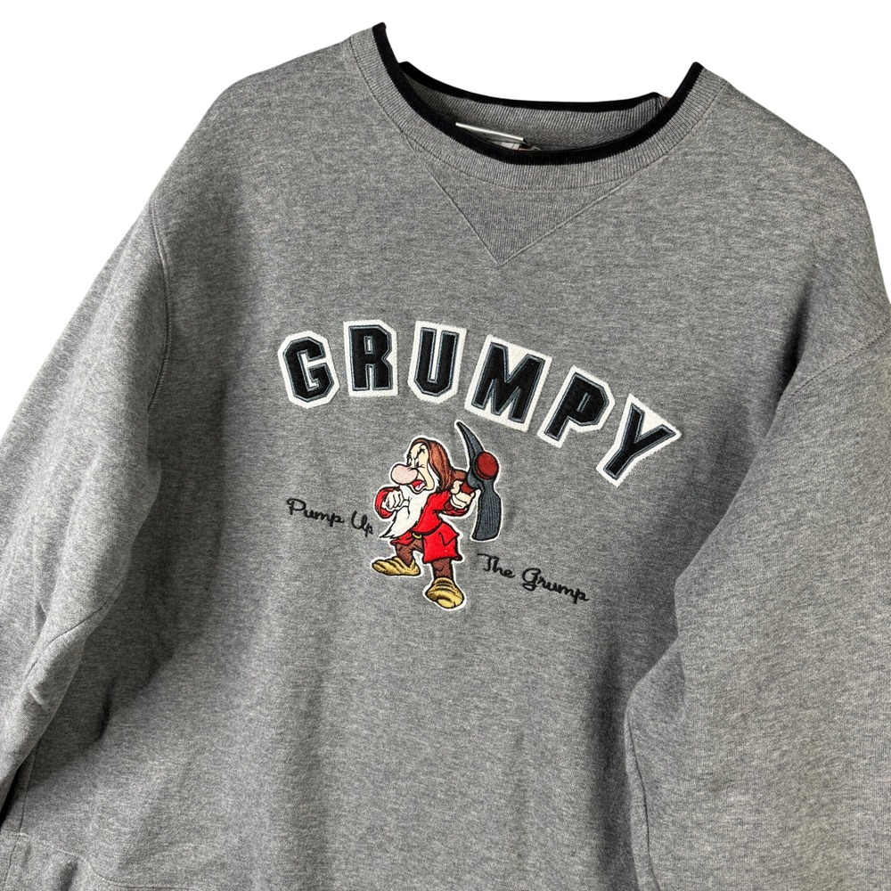 Disneyland Resort Grumpy Pump Up The Grump Embroidered Gray Sweatshirt Women M